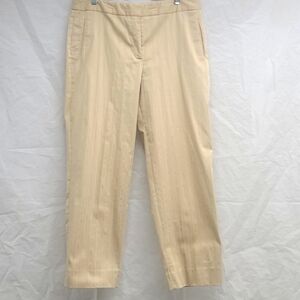 Rafaella Pants straight leg beige tan flat front 3 Pocket Verticle Stripe 14